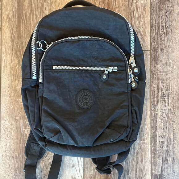 Kipling Seoul Small Tablet Backpack Black Nylon Lightweight Travel Bag